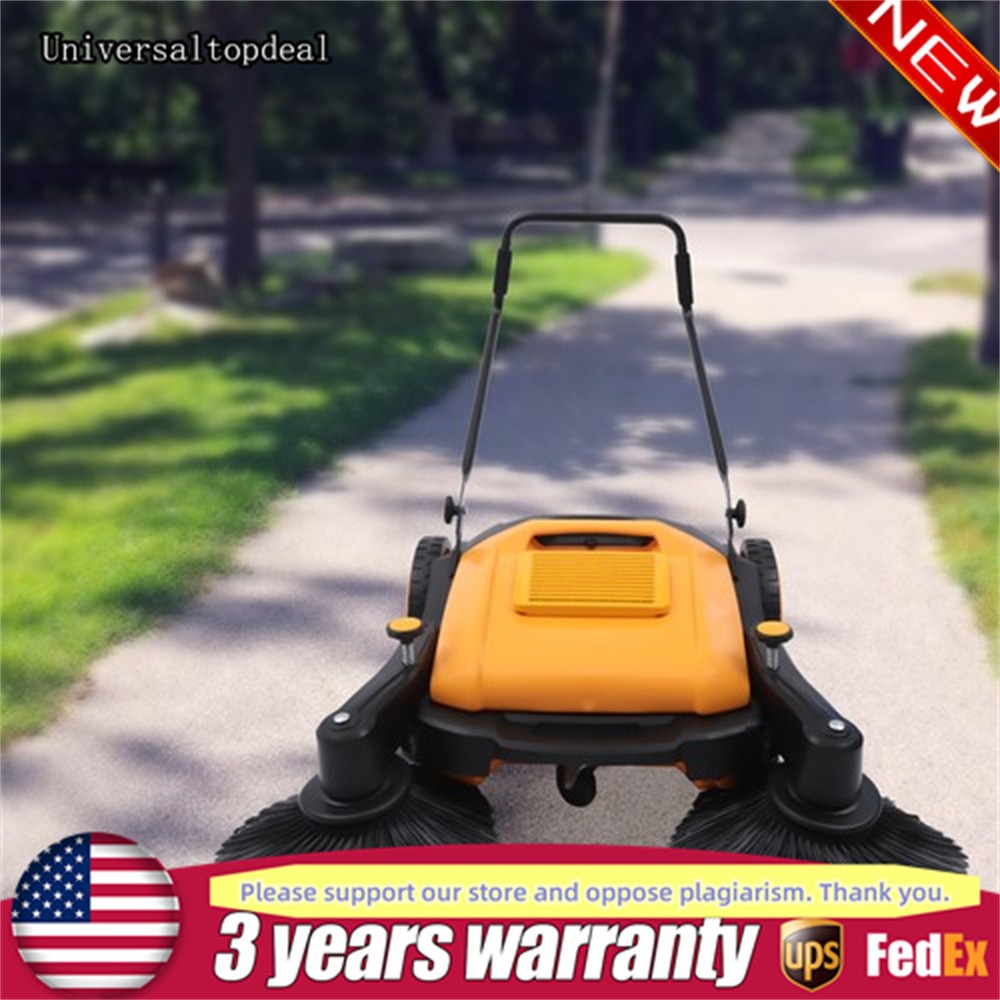 41″ Hand Push Sweeper Pavement Street Sweeping Tool Walk-behind Outdoor Cleaner