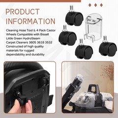 Self-Cleaning Hose Tool & 4 Pack Castor Wheels Compatible with Bissell Little…