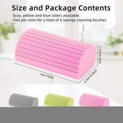 6 PCS Damp Duster Sponge, Magic Sponge Eraser, Reusable Pink,green,grey