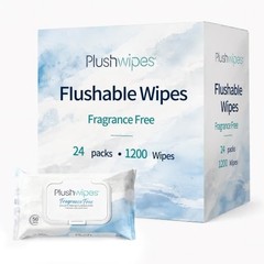 Flushable Wet Wipes, Fragrance Free, Extra Large, 1200 Count, Septic Safe