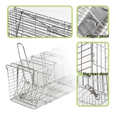 1-Pack Silver Live Animal Cage Trap Folding Humane Cat Trap For Mouse 14 x 5 x 6