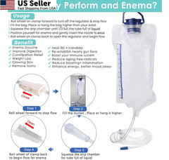 Enema Kit Anal Douche Bag 7Pcs Nozzle Colon Intestinal 1200ml, Clear