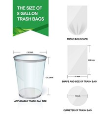 FORID Clear Trash Bags, 8 Gallon Garbage Bags, Wastebasket Bin Liners 220 Cou…
