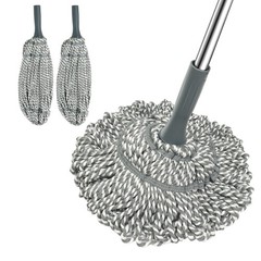 kickleen Self Wringing Mop Floor Cleaning, Easy 52.5 inches, Gray- 2 Head