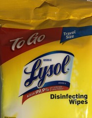Lysol Wipes Travel Pack 1ea 15ct Pk Lemon & Lime Scent-Kills 99% Germs-SHIP 24HR