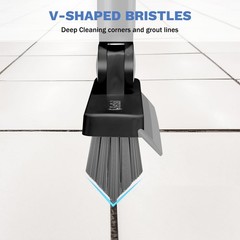 SetSail Grout Cleaner Brush with Long Handle, V-Shaped Floor Scrub Black Grey