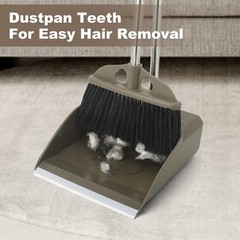 Upgrade Broom with Dustpan Combo Set,48” Long Handle Stiff Green