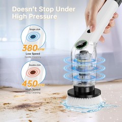 PUFTEM Electric Spin Scrubber, Cordless Shower Scrubber with 8 Scrub Black