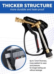 Short Pressure Washer Gun, 5000 PSI Max Swivel High Black
