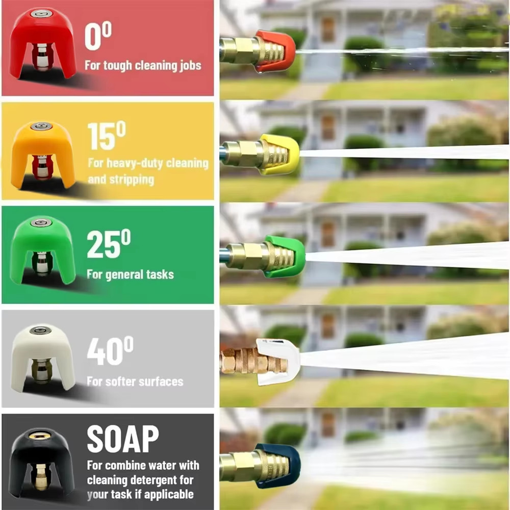5PCS Pressure Washer Spray Nozzle Tips 1/4″ Quick Connect Color Coded Set