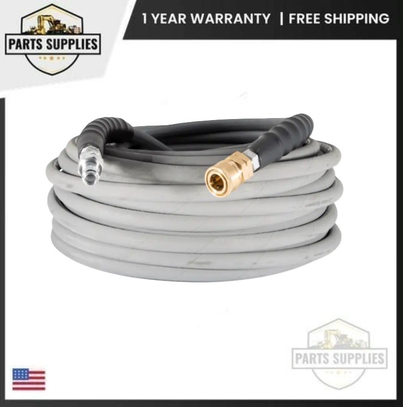 85.238.115 BE 3/8″ x 100′ Gray Non Marking Rubber Pressure Washer Hose 4000PSI
