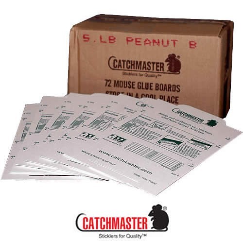 72 Catchmaster Mouse Glue Boards Sticky Traps Peanut Butter Mice Insects Spiders