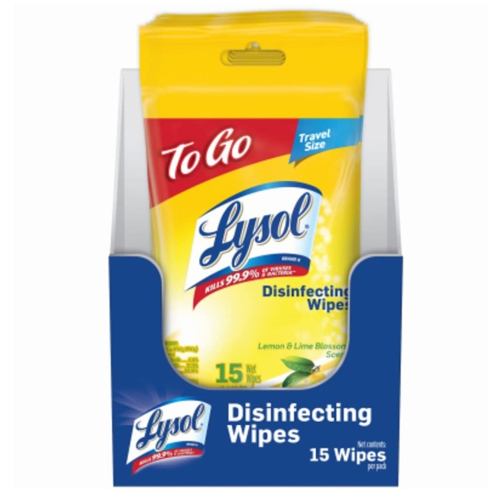 6PACK LYSOL Disinfecting Wipes – Lemon & Lime Blossom To-Go Flatpack 15 ct.