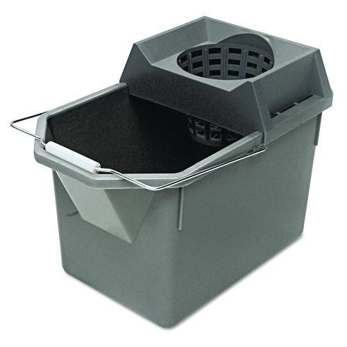 Rubbermaid Commercial Pail/Strainer Combination, 15 qt, Steel Gray