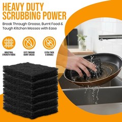 6 Pack Heavy Duty Scouring Pads 6×4 Inch Reusable Cleaning Scrub Pads Black