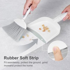 NACENA Small Dust Pan and Brush Set, Mini Broom Dustpan 1, Grey & White
