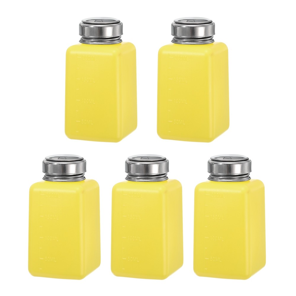 5 Pcs 6.8 Oz/200ml Alcohol Push Down Pump Dispenser Bottle Press Yellow