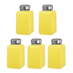 5 Pcs 6.8 Oz/200ml Alcohol Push Down Pump Dispenser Bottle Press Yellow