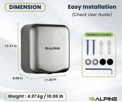 Stainless Steel Alpine Hemlock High Speed, Commercial Hand Dryer, 110/120V –