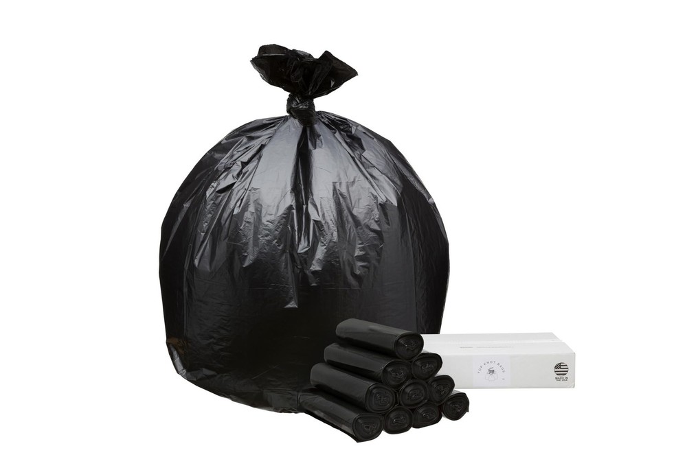 Top Knot Bags 45 Gallon Garbage Trash Bag 40X46 1.2 Mil Black 100 Count Can