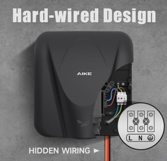 AIKE Elephant Power Commercial Hand Dryer High Speed Auto Matte Black AK2812
