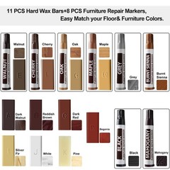 Laminate Vinyl Floor Repair Kit with Heat Pen, 11 Colors Hardwood Black