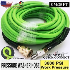 3/8″ 25FT Kink Resistant High Pressure Washer Hose 1/4″ Work 3600 PSI Extension