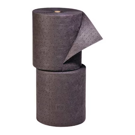 Pig Mat2009 Sorbent Roll, 32 Gal, 15 In X 150 Ft, Universal, Gray, 2 Pk