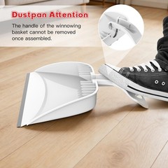EZKEY Broom and Step-on Dustpan Set, 59-in Adjustable Long Handle White
