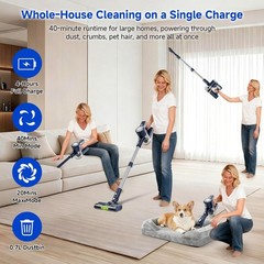 Clinkal Cordless Vacuum Cleaner 30Kpa Powerful Suction Stick Vacuum Anti-Tangle