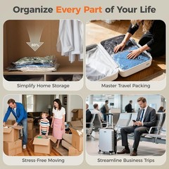 18-Pack Vacuum Bags for Travel with Rechargeable Pump, Compression Packing Bags