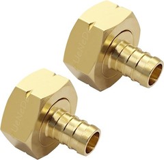 2PCS Brass 1/2″ PEX Barb to 3/4″ GHT Female Garden Hose End Connector