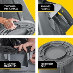 Rubbermaid BRUTE 32 Gallon Trash Can 3 Pack Gray Heavy Duty FG263200GRAY