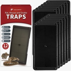LULUCATCH Mouse Glue Traps 12 Pack, Larger & Heavier Plastic 12 Black