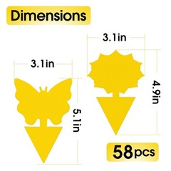 Cleanuper 58 Pack Yellow Sticky Gnat Traps for Plants – Fungus S32, FROM USA
