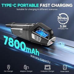 CKIKH Handheld Vacuum Cordless, 15000PA Strong Suction Hand Held Car Vacuum C…