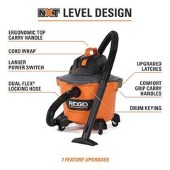 RIDGID 9 Gallon 4.25 Peak HP NXT Wet/Dry Vac w/ Debris Filter & Locking Hose
