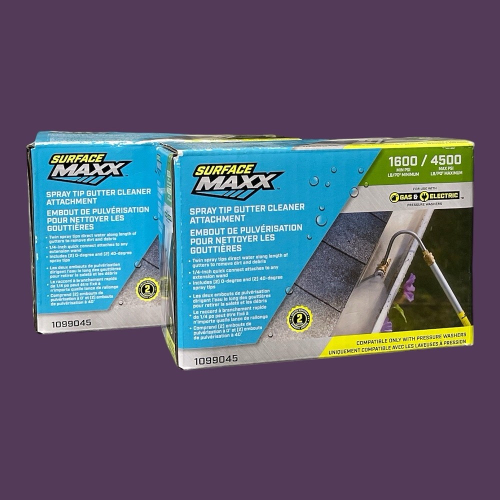 Surface Maxx 4500 PSI 1/4” Gutter Cleaner Attachment For Pressure Washer(2PK)F