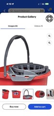 O-Cedar QuickWring Bucket, 2.5 Gallon Mop Bucket with Wringer, Red