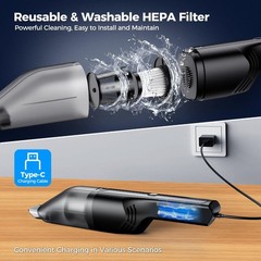 Handheld Vacuum Cordless – Car Vacuum Cleaner with 11000Pa Powerful Suction,1…