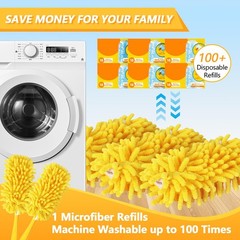 Reusable Duster Refill Compatible with Swiffer Hand 4 Pack(yellow)