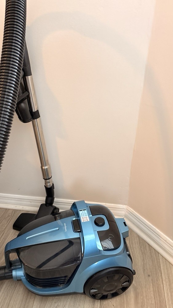 Blue Bagless Canister Vacuum Corded Electric Accessory Storage Floor Tool