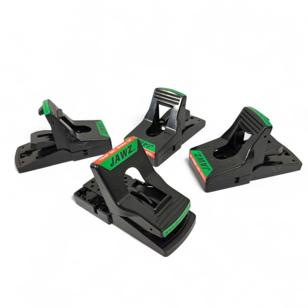 Rat Traps 4 Pack JT Eaton JAWZ Black Plastic Reusable Snap Traps