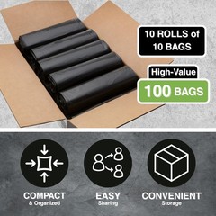 Top Knot Bags 45 Gallon Garbage Trash Bag 40X46 1.2 Mil Black 100 Count Can