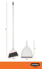 Superio Angle Broom Clip-On Dustpan Set Angle Shape To Reach Narrow Spaces.