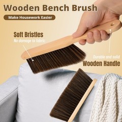 Dazzhues 2 Pieces Woooden Dust Brush Hand Broom Bench Brush Long Wood Handle
