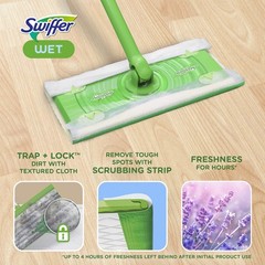 Swiffer Sweep + Mop, Wet Pads Refill, Floor 24 Count (Pack of 1), White