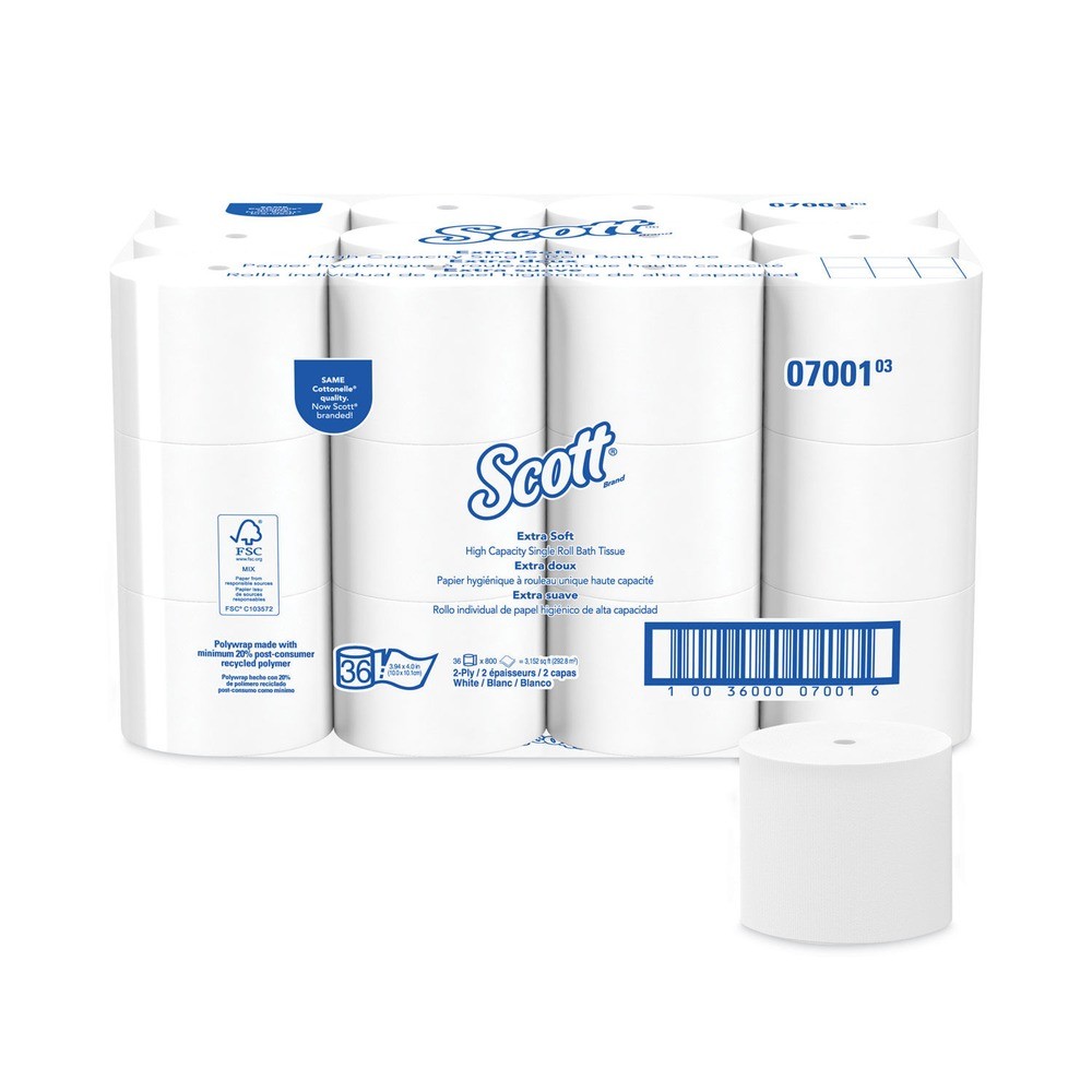 Scott 07001 2-Ply Essentia Coreless Roll Bath Tissue – White (36/Carton) New