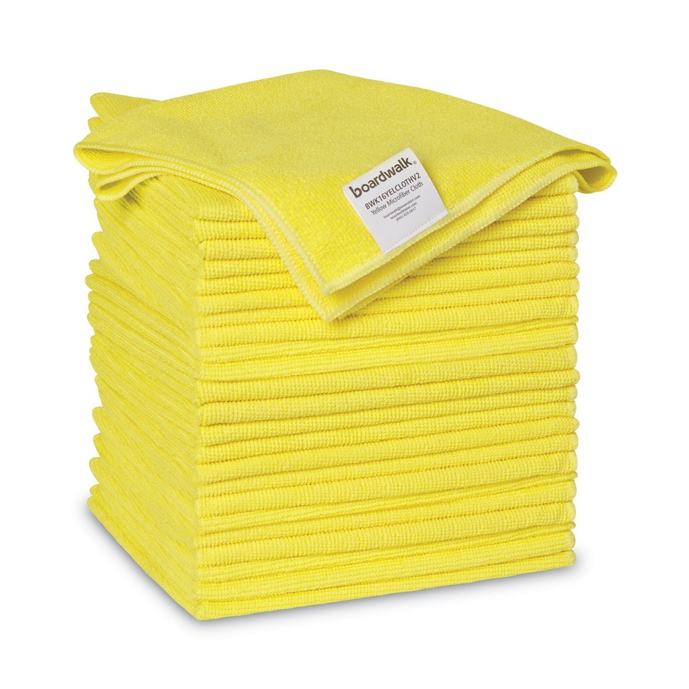 Boardwalk 16YELCLOTHV2 16″ x 16″ Microfiber Cleaning Cloths – Yellow (24/PK) New