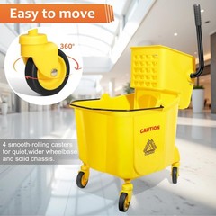 38 Qt Commercial Mop & Bucket Set with Side-Press Wringer, Wheels